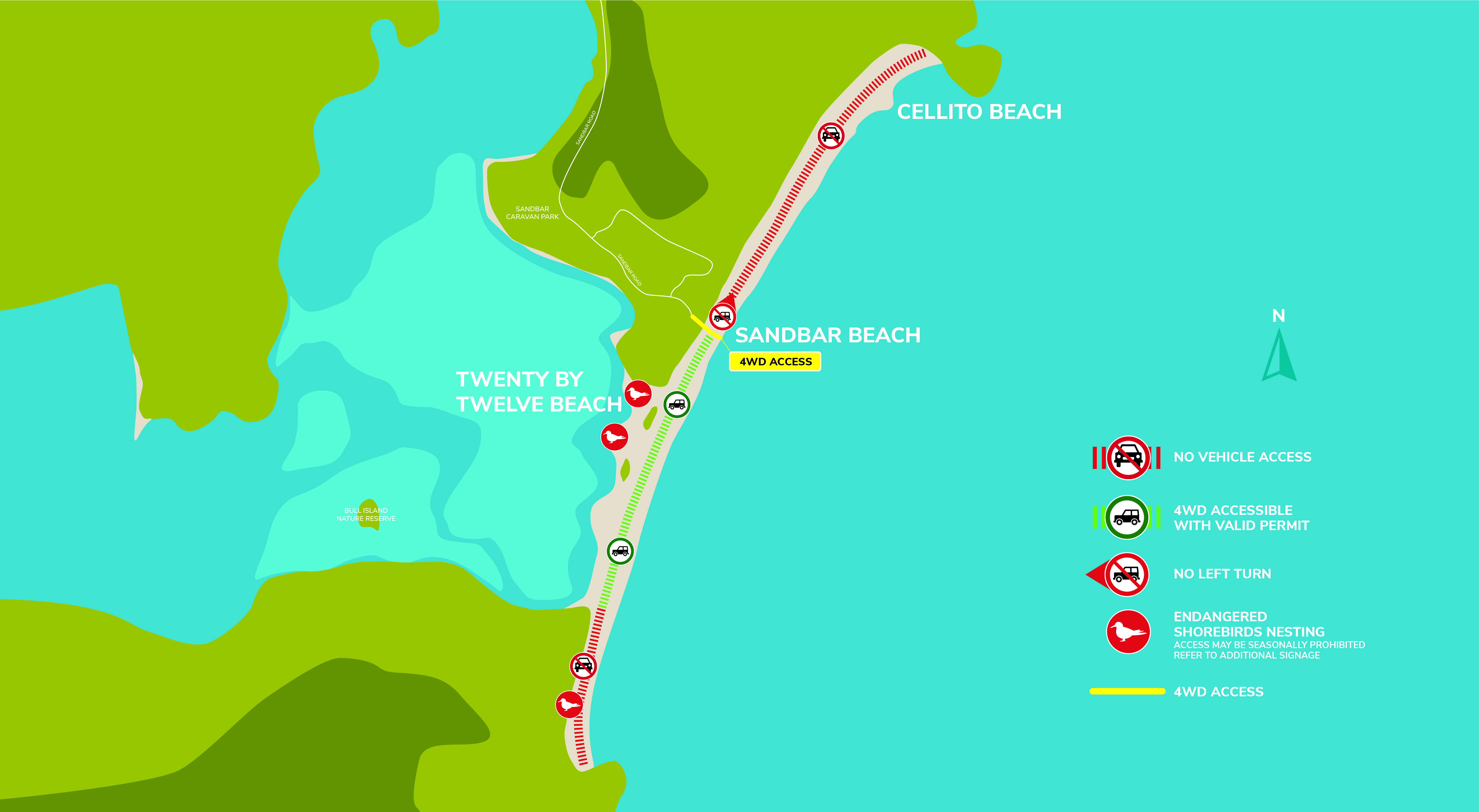 Sandbar 4WD beach access map