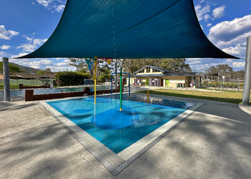 Shade over Water Play area at Nabiac Pool